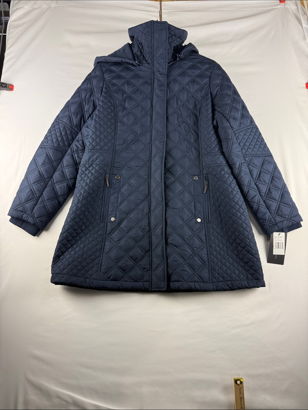Weatherproof Blue Quilted Long Jacket Women's 1X NWT